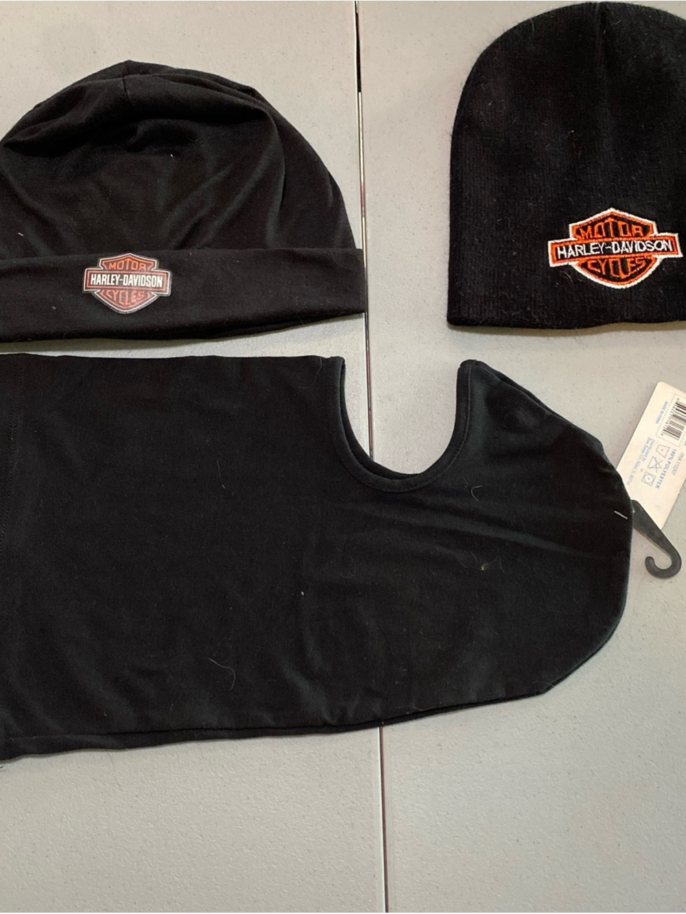Harley-Davidson Black Knit Beanie & Neck Gaiter Set with Orange Logo